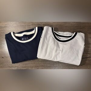 (2) BYLT Men’s Striped Ringer Tees- XL, NAVY AND GREY